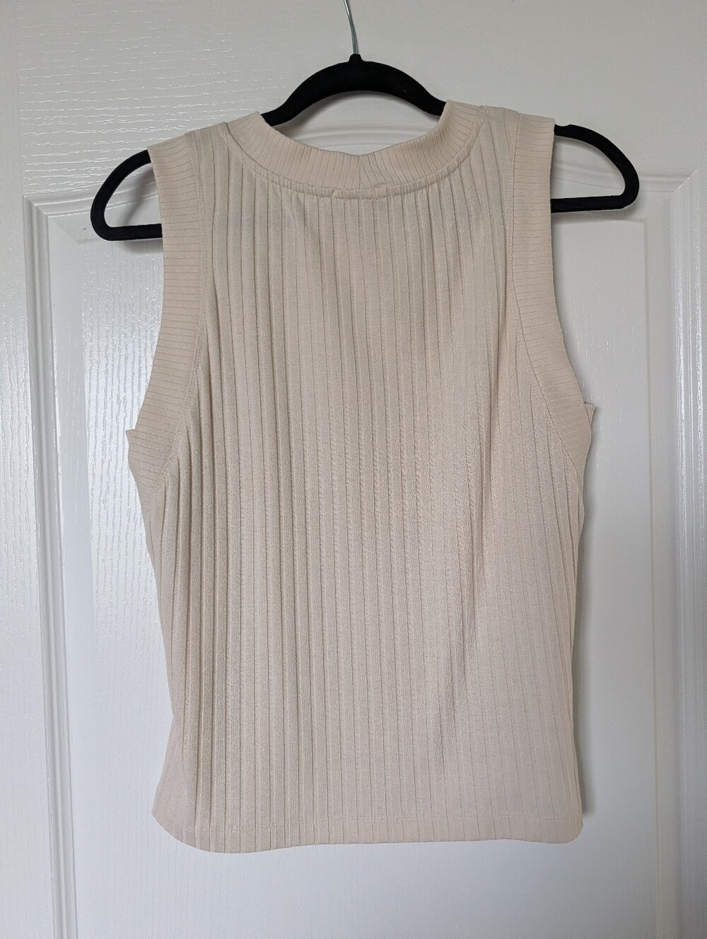 Sleeveless Ribbed Tank Top - Cream - Picture 4 of 4